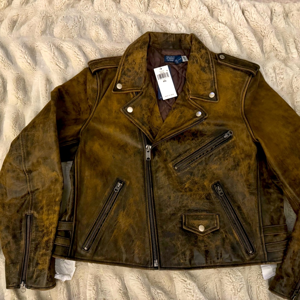 Gorgeous distressed Leather jacket Polo Ralph Lauren women’s.